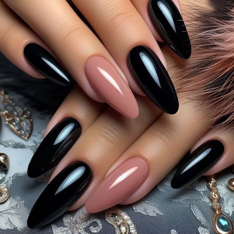 Acrylic nail set with luxurious color gradient and elegant lace accent Kalsten