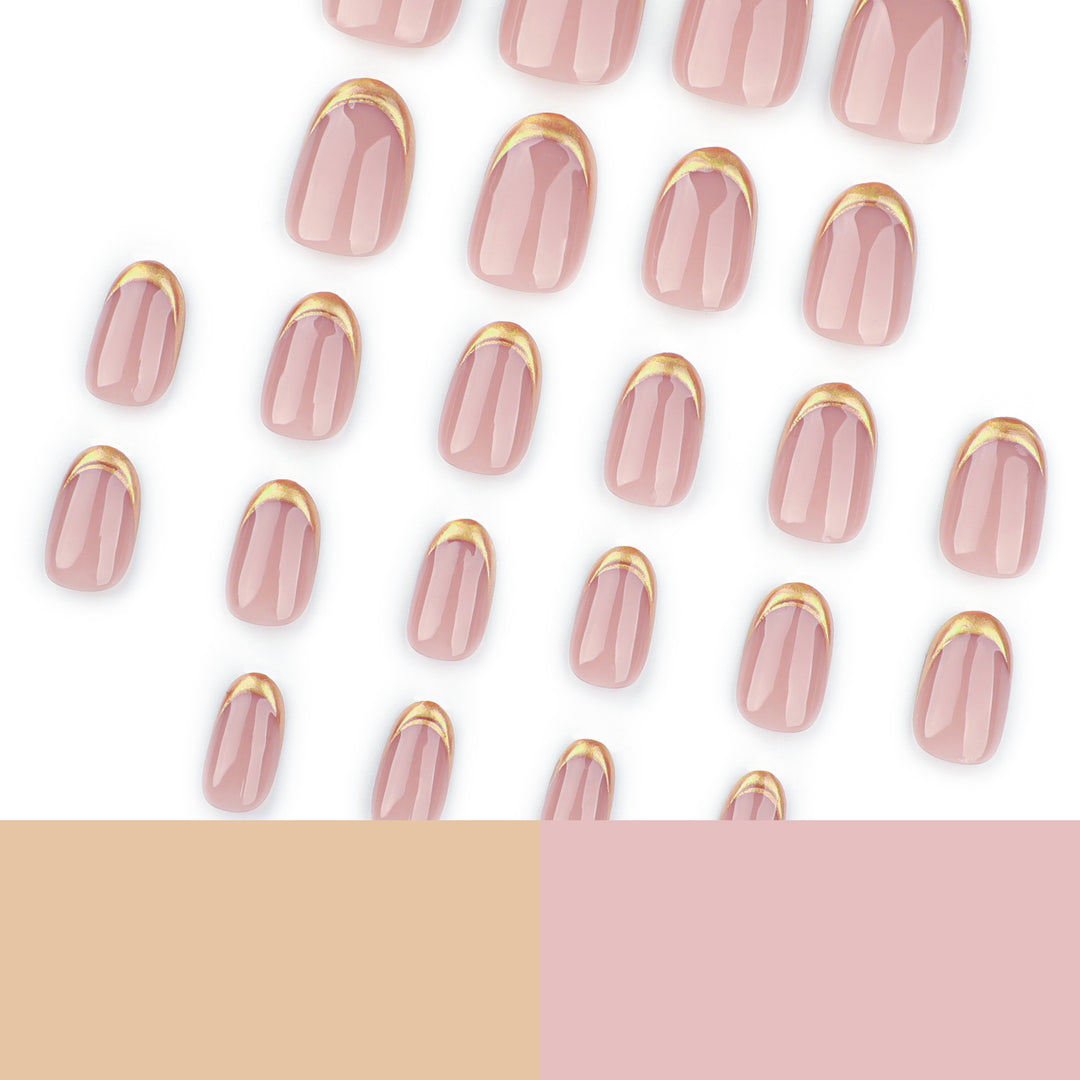 Artful Gel Nail Art with Elegant Gold Tip Kalsten