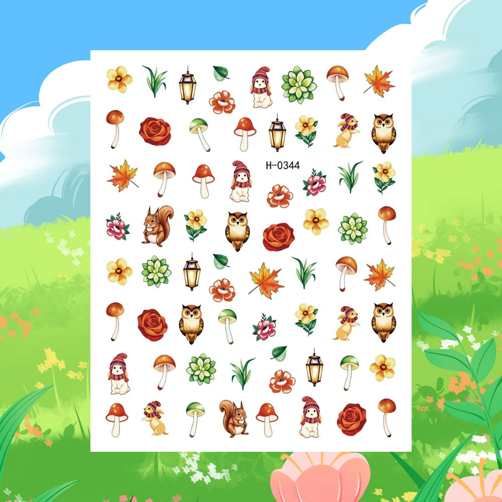 Autumn-Themed Nail Art Sticker Sheet