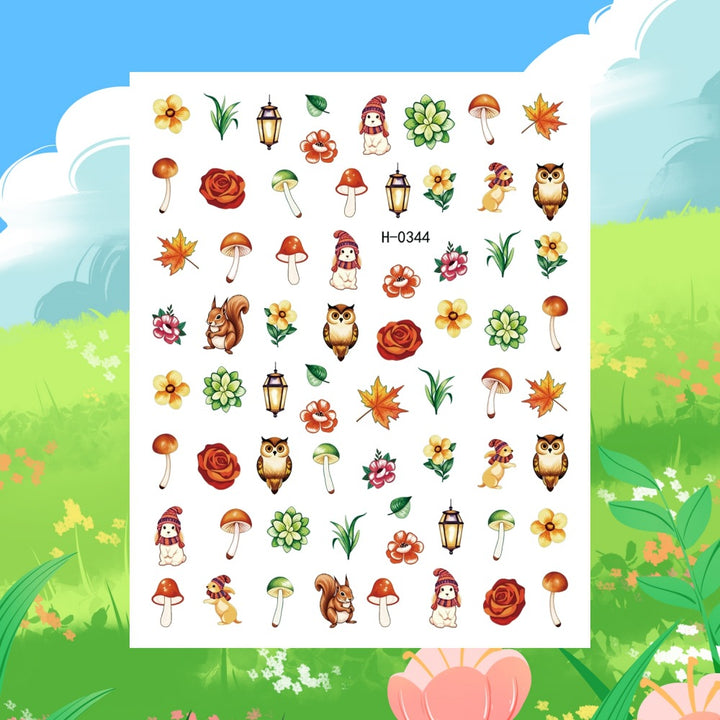 Autumn-Themed Nail Art Sticker Sheet