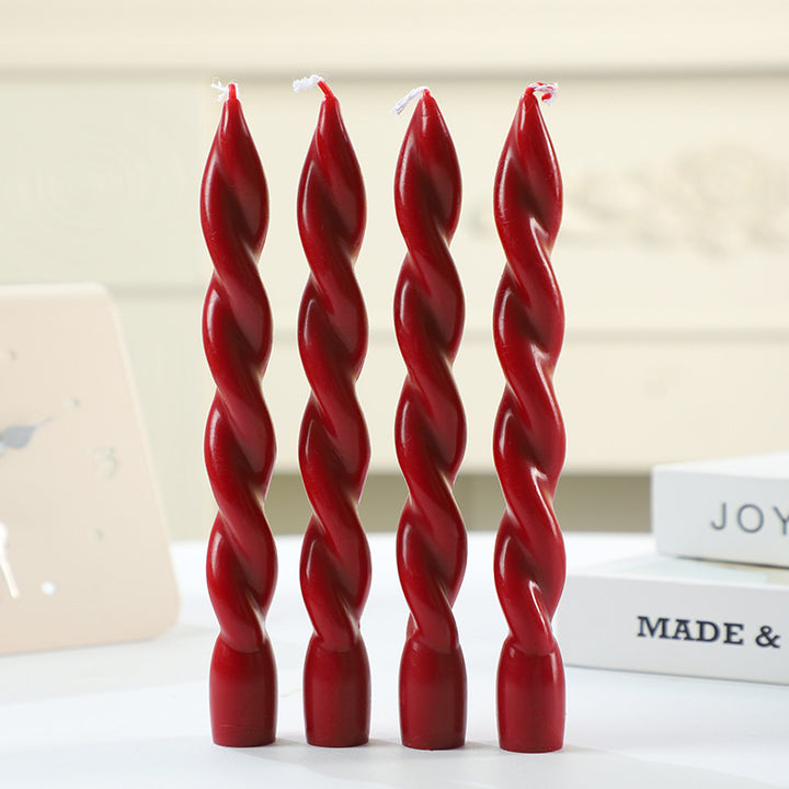 Hand-Poured Twisted Spiral Dinner Taper Candle Set