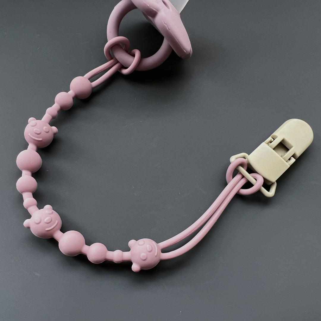 Silicone Beaded Pacifier Clip with Safety Lock