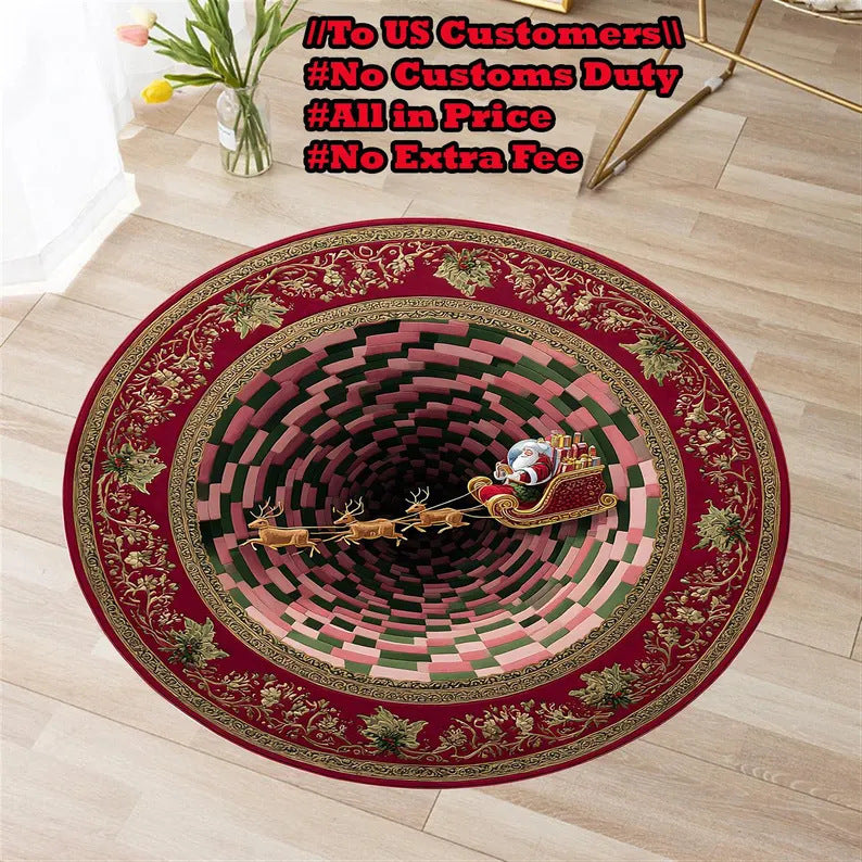 3D Holiday-Themed Circular Area Rug for Home