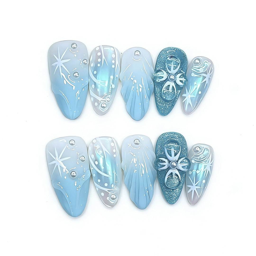 Artistic Winter-Themed Press-On Nail Set Kalsten