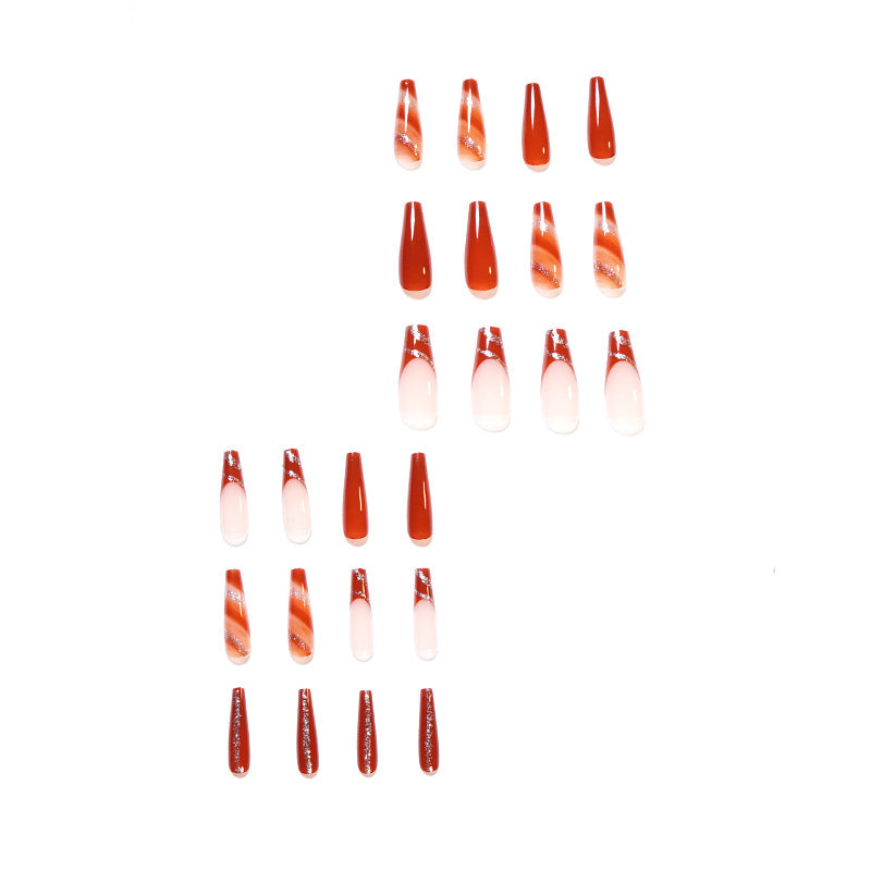Artful gel nails in elegant high-gloss design with glitter accents and stylish patterns Kalsten