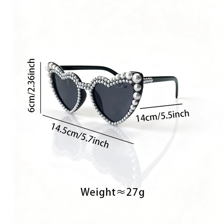 Heart-Shaped Pearl-Detail Sunglasses Kalsten