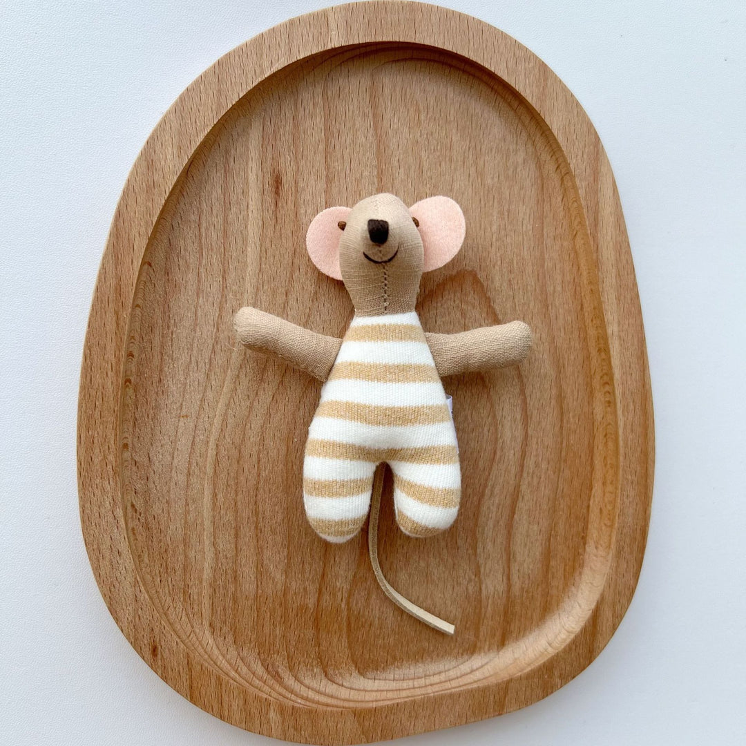 Miniature Artisan Fabric Mouse Doll with Winged Cape