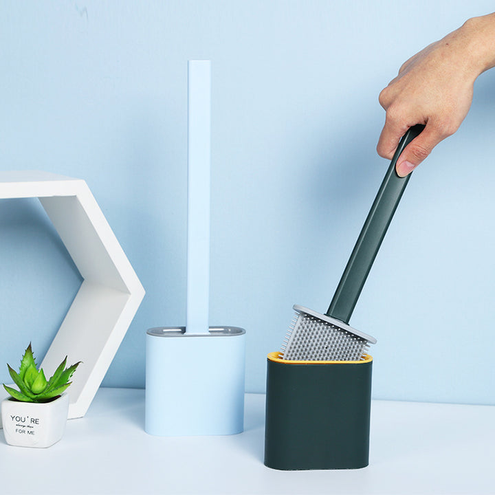 Silicone Toilet Brush Set With Anti-Splash Holder And Long Ergonomic Handle