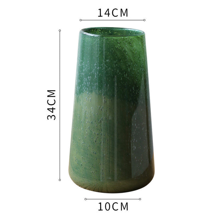 Tall Art Glass Ombre Cylinder Bud Vase with Encased Bubble Texture Kalsten