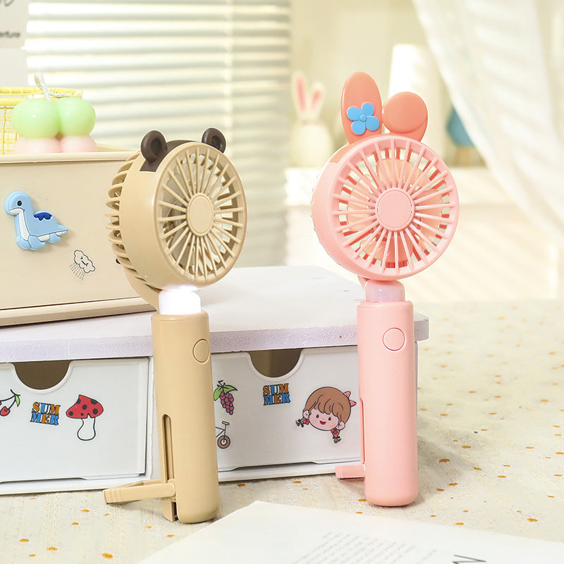 Ladies portable handheld fan with integrated LED light and animal ear design Kalsten