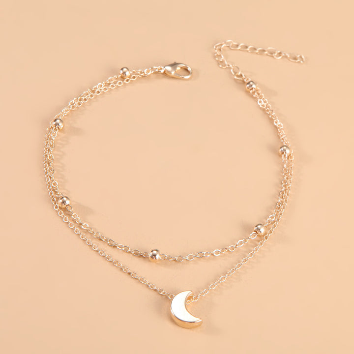 Double Layered Moon Charm Anklet Kalsten