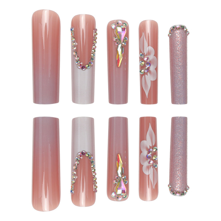 Elegant Floral Design Long Press-On Nails Kalsten