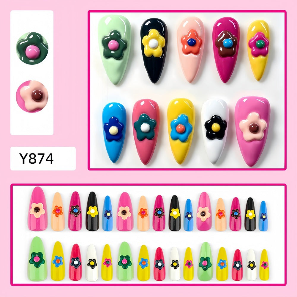 Artificial nails with floral 3D design Kalsten