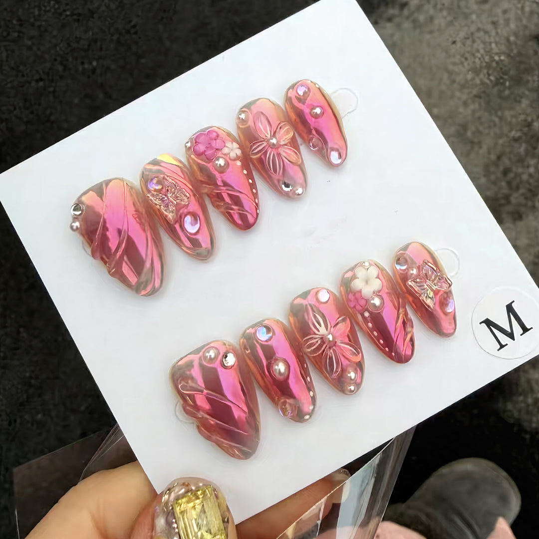 Floral-Embellished Press-On Nail Art Set Kalsten 1790636707