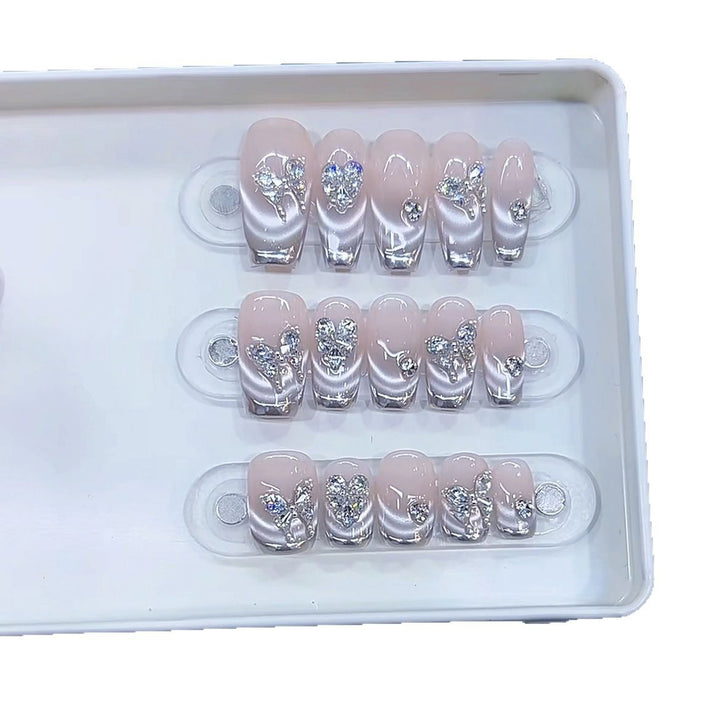 Designer Press-On Nail Art Set with Rhinestone Accents Kalsten