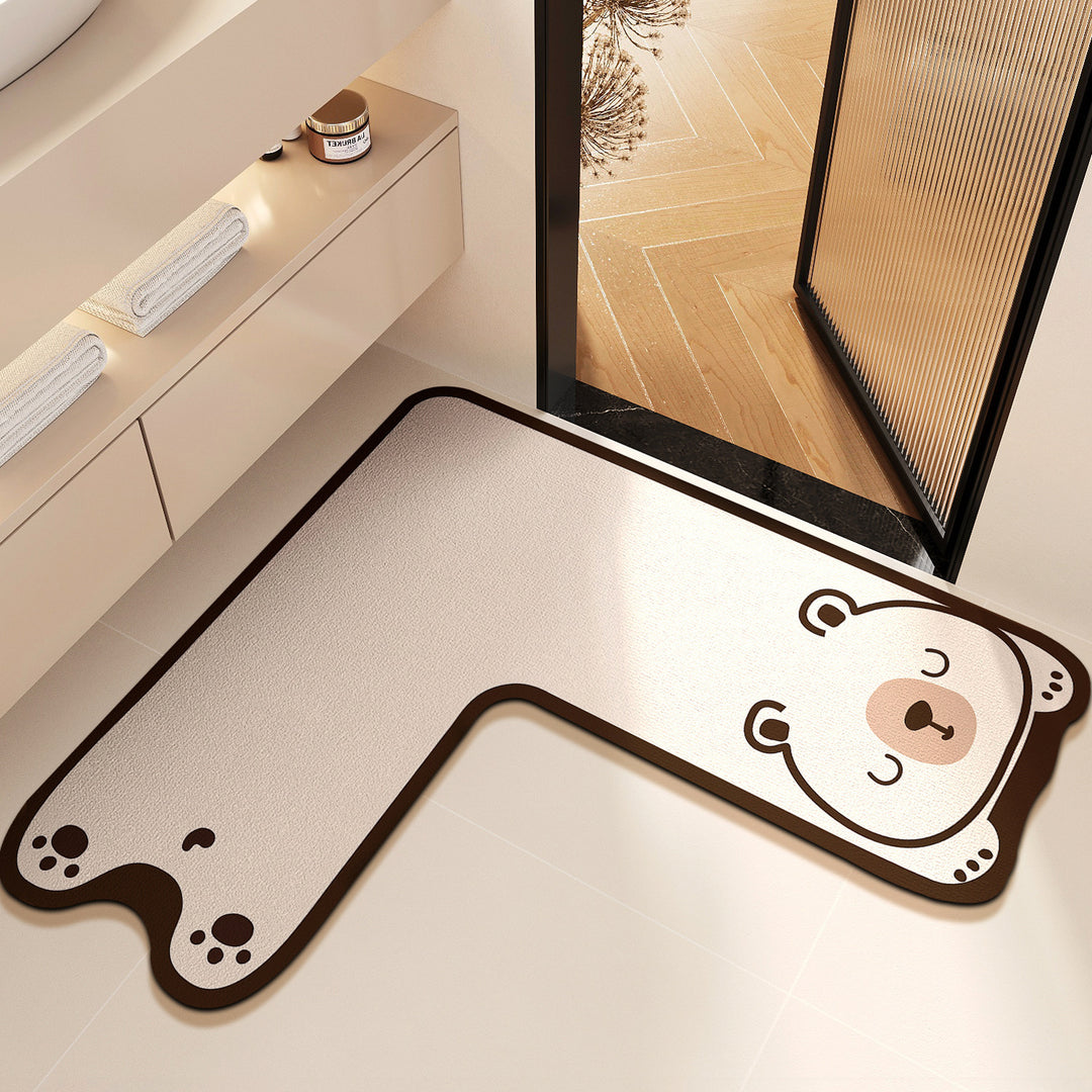 Cartoon-Themed Pet Design Bath Mat