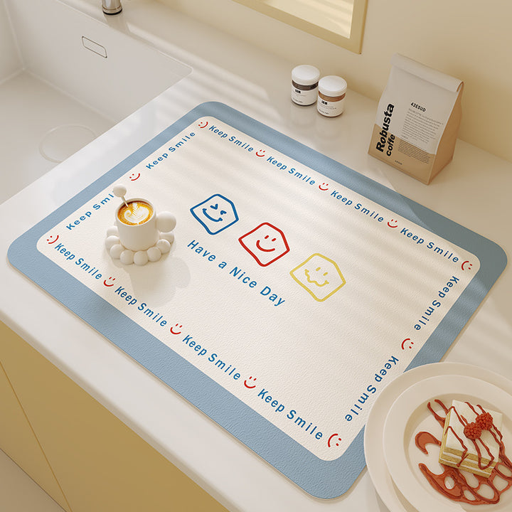 Smiley-Themed Kitchen Comfort Mat