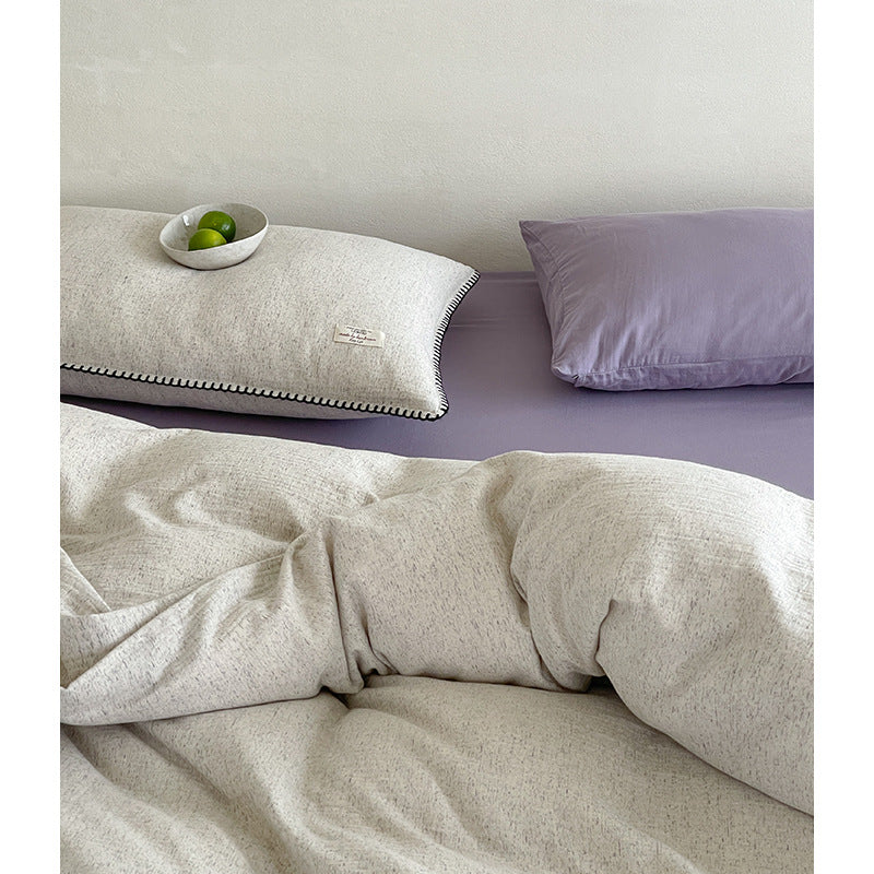 High-quality bedding set made of cotton-linen with fine texture and contrasting decorative seam