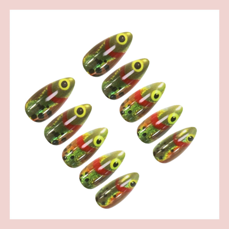 Nail art set with creative 3D eye and glitter accents Kalsten