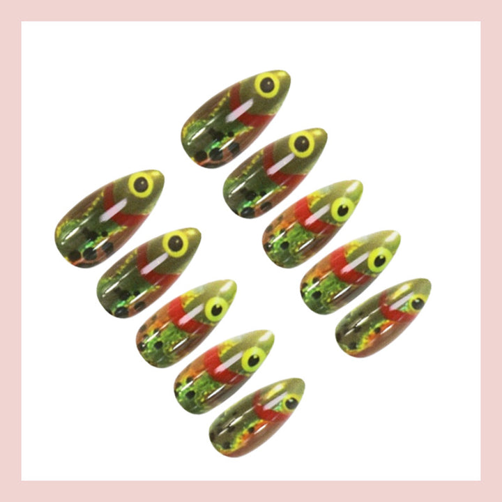 Nail art set with creative 3D eye and glitter accents Kalsten