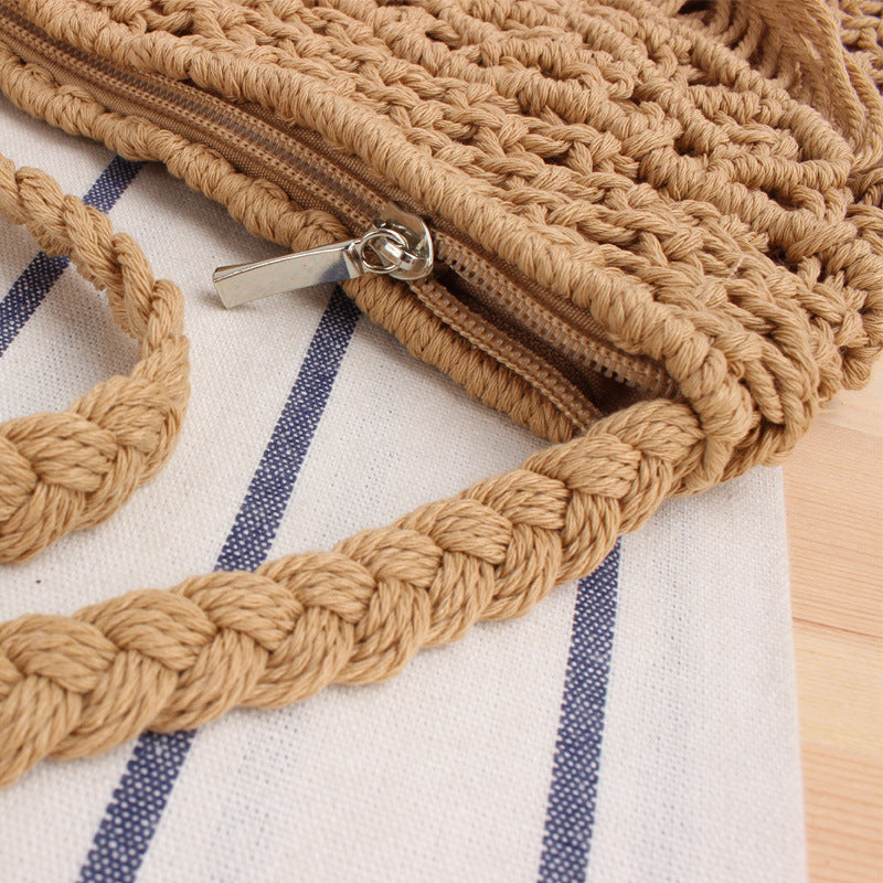 Macramé shoulder bag with fringed decoration Kalsten