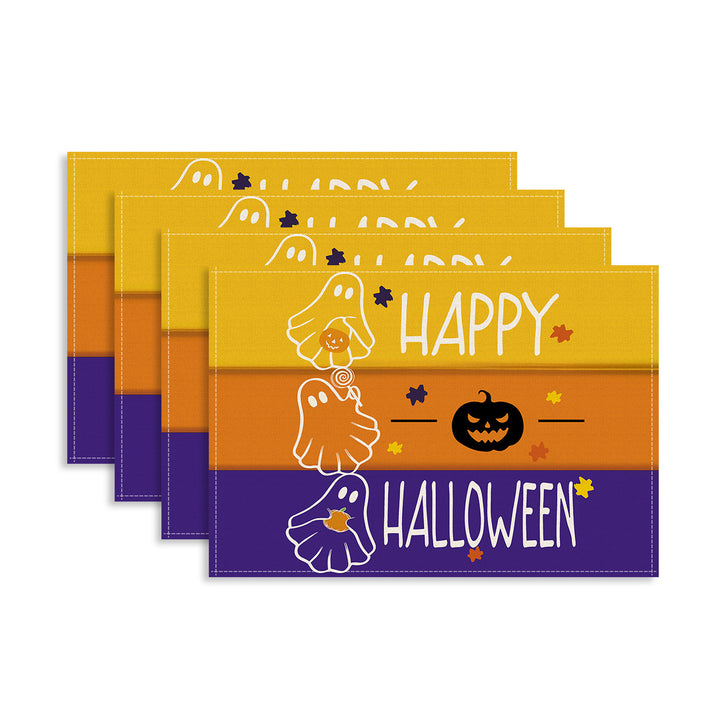 Multi-piece Halloween table set made of wipeable vinyl non-slip placemats