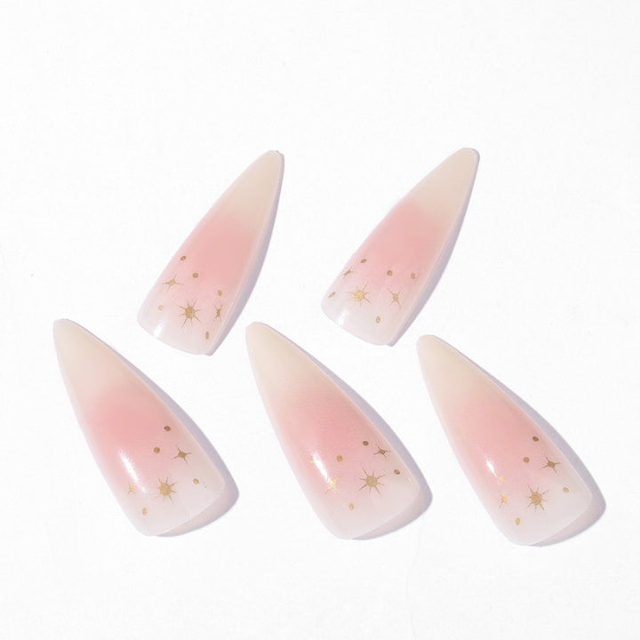 Decorative Press-On Nail Art Set with Glitter Accents
