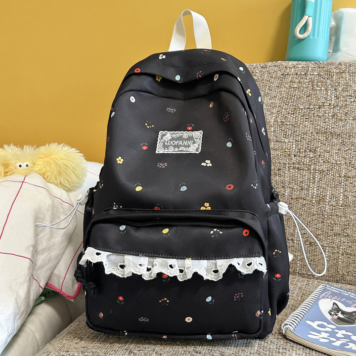 Decorative Floral-Embellished Backpack Kalsten