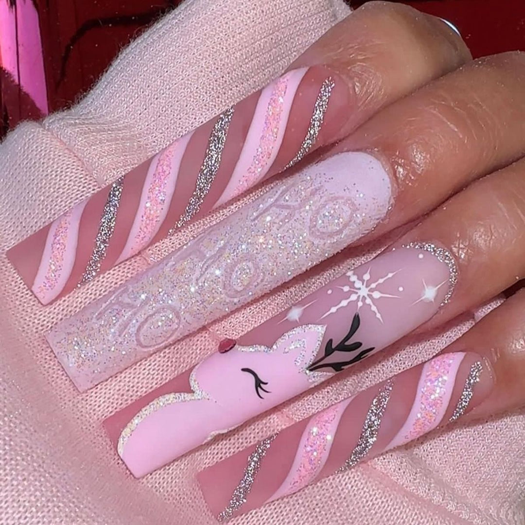 Artificial nail set with festive winter theme Kalsten