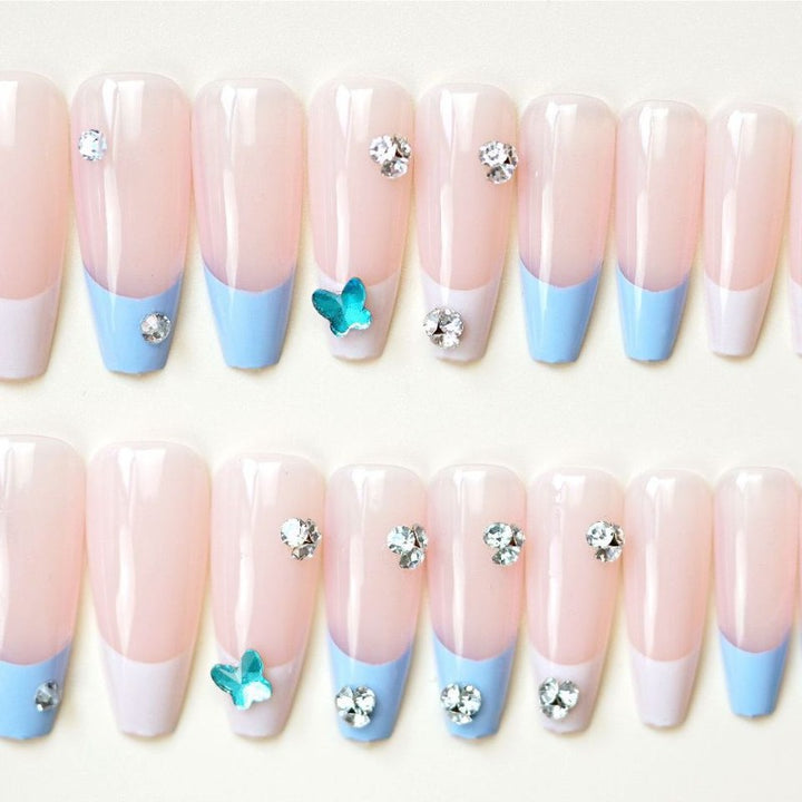 Elegantly Designed Press-On Nails with Decorative Accents