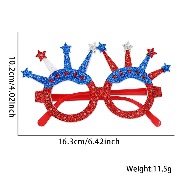 Unisex nan patriotic glitter novelty party glasses with USA letter topper Kalsten