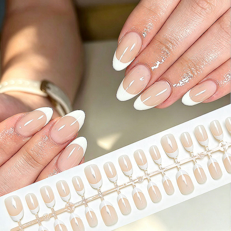 Glossy French Tip Press-On Nails