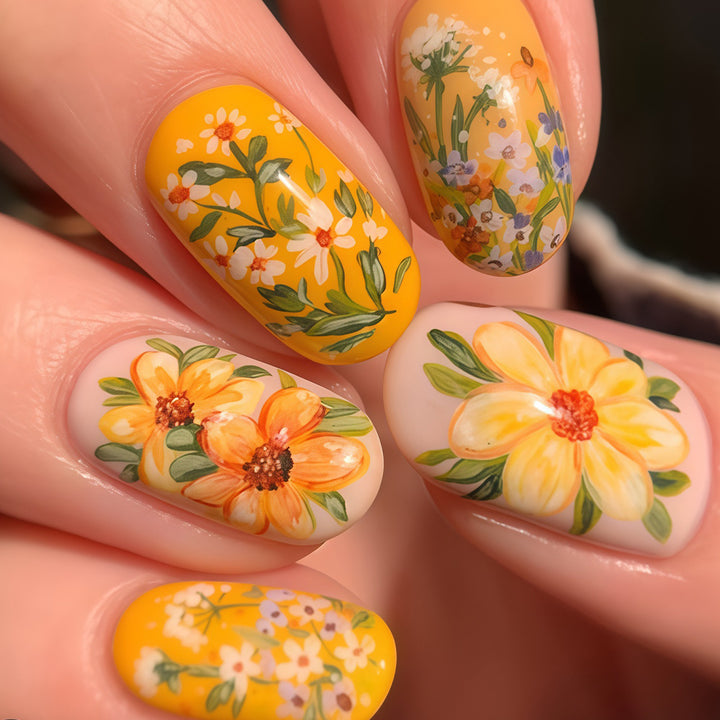 Art Nail Set with Botanical Patterns Kalsten