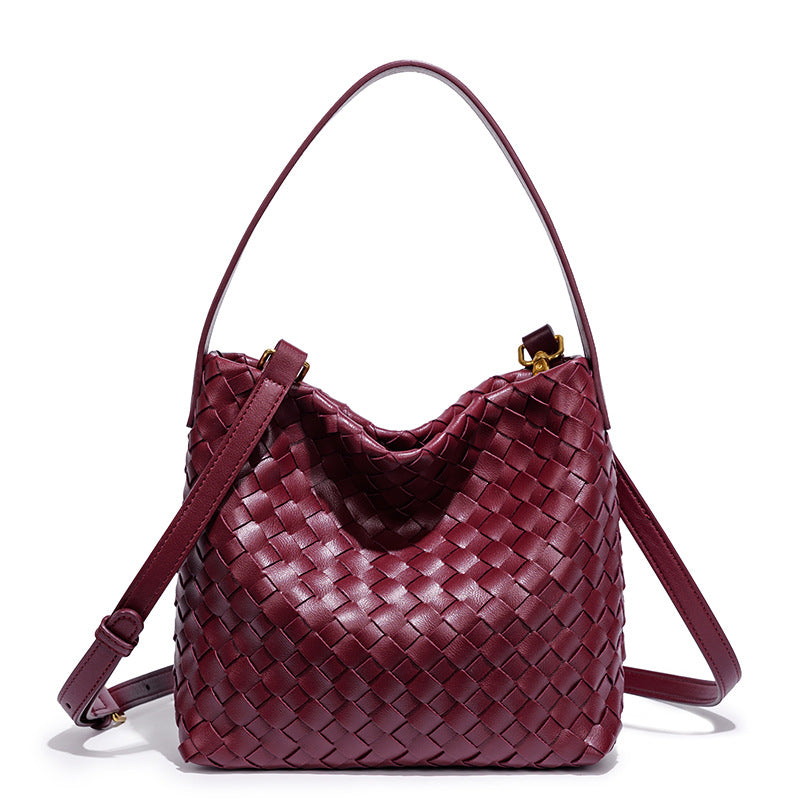 Elegant Woven Leather Shoulder Bag Kalsten