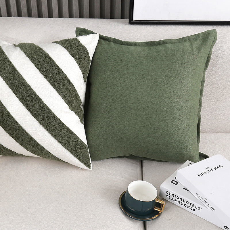 Solid Square Linen-Blend Decorative Throw Pillow Cover with Hidden Zipper and Removable Insert