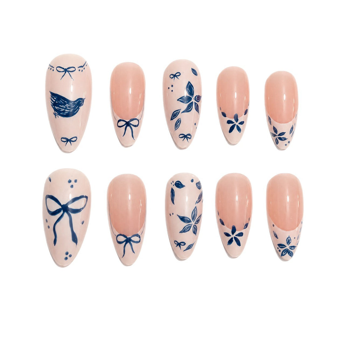 Floral Decorative Gel Nail Extensions