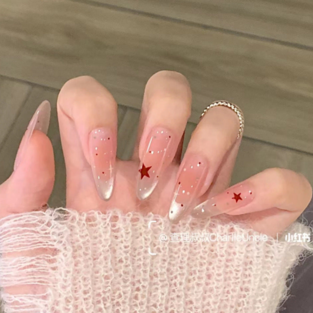 Decorative Press-On Nail Extensions with Bow and Rhinestone Accents Kalsten