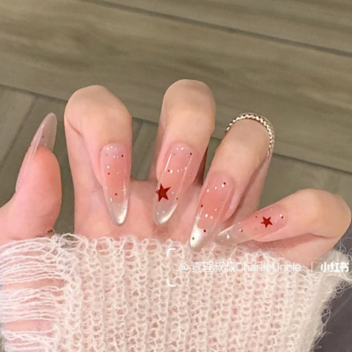 Decorative Press-On Nail Extensions with Bow and Rhinestone Accents Kalsten