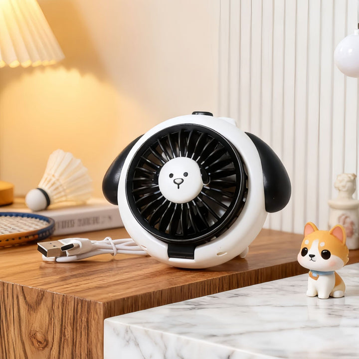 Ladies Hand Fan in playful dog design Kalsten