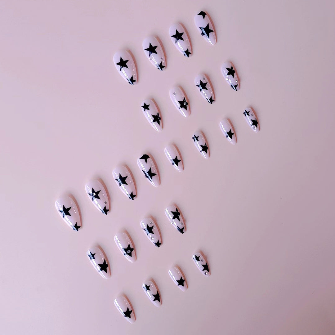 Star-Embellished Stiletto Nail Art Extensions Kalsten