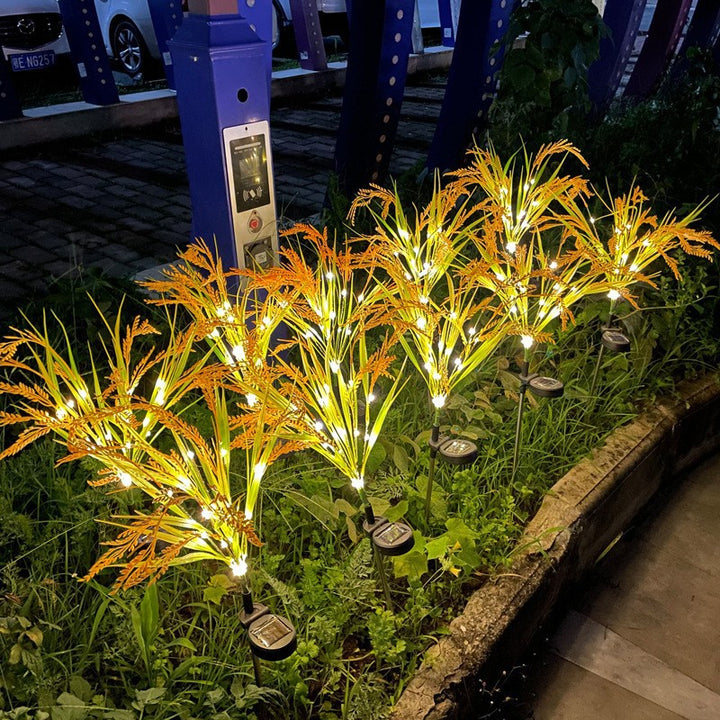 Solar Ornamental Grass Stake Lights With Warm White LED Accents Kalsten