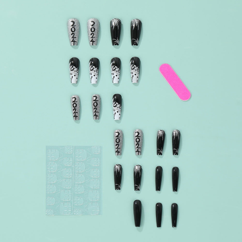 Artificial nails in elegant black and white design Kalsten