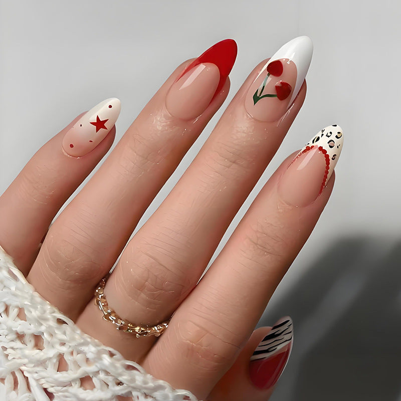 Artificial nail set with creative star and flower motifs Kalsten