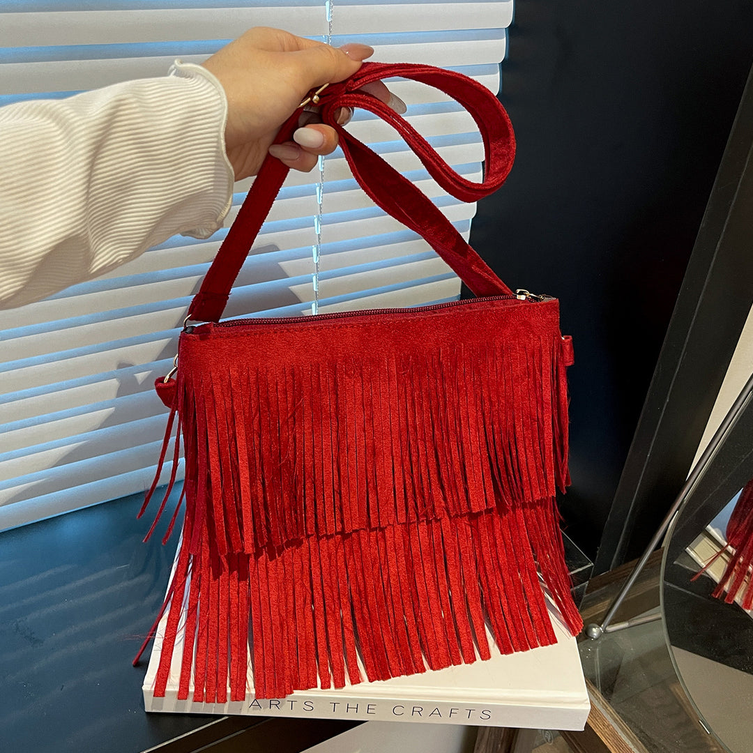Fringe Suede Crossbody Bag