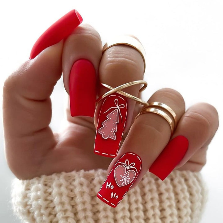 Artificial nail set with festive winter theme Kalsten