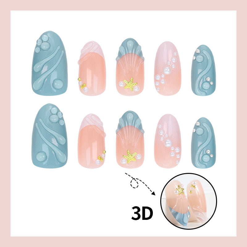 Artificial nail set with elegant pearl and glitter variations Kalsten