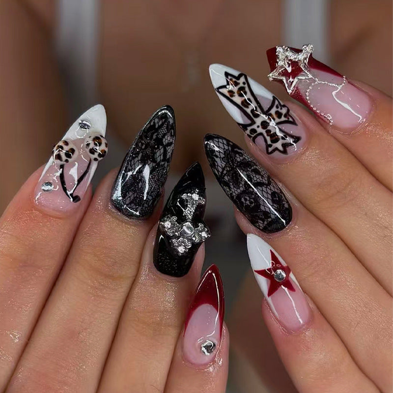 Acrylic nail set with glamorous designs and high-quality embellishments Kalsten