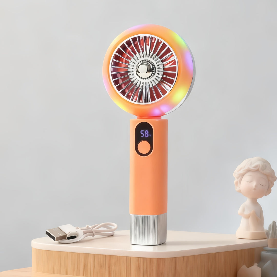 Women Portable Mini Hand Fan with LED Display and Digital Control Kalsten