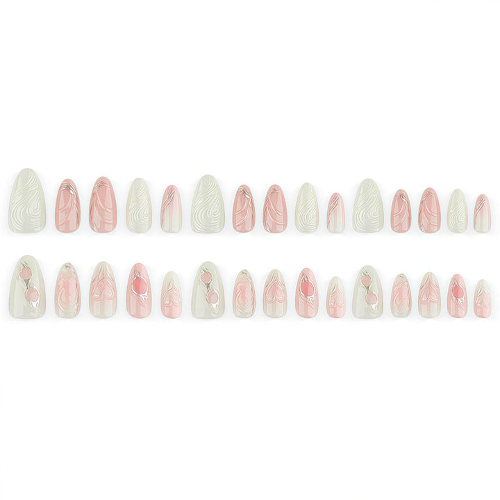 Elegant Artificial Nail Set with Romantic Design Kalsten
