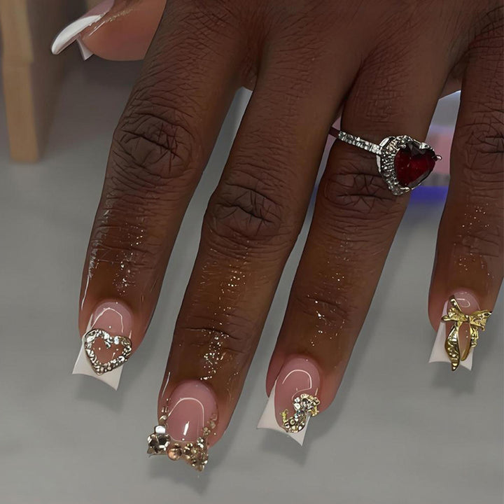 Artificial nail set with elegant jewelry and glitter elements Kalsten